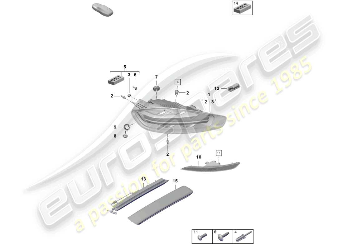porsche 2022 (718 boxster spyder) rear light licence plate light additional brake light rear fog light part diagram