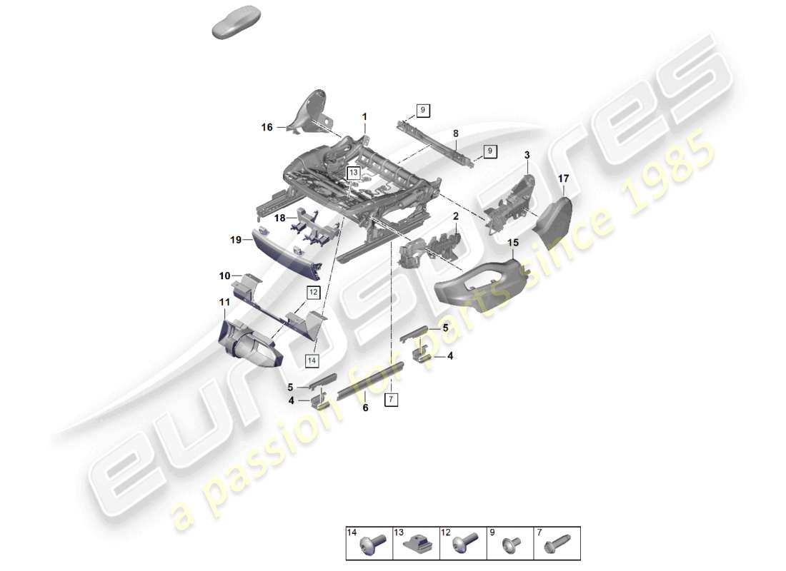 porsche 2026 (cayenne e3 pa) seat frame sports seat part diagram