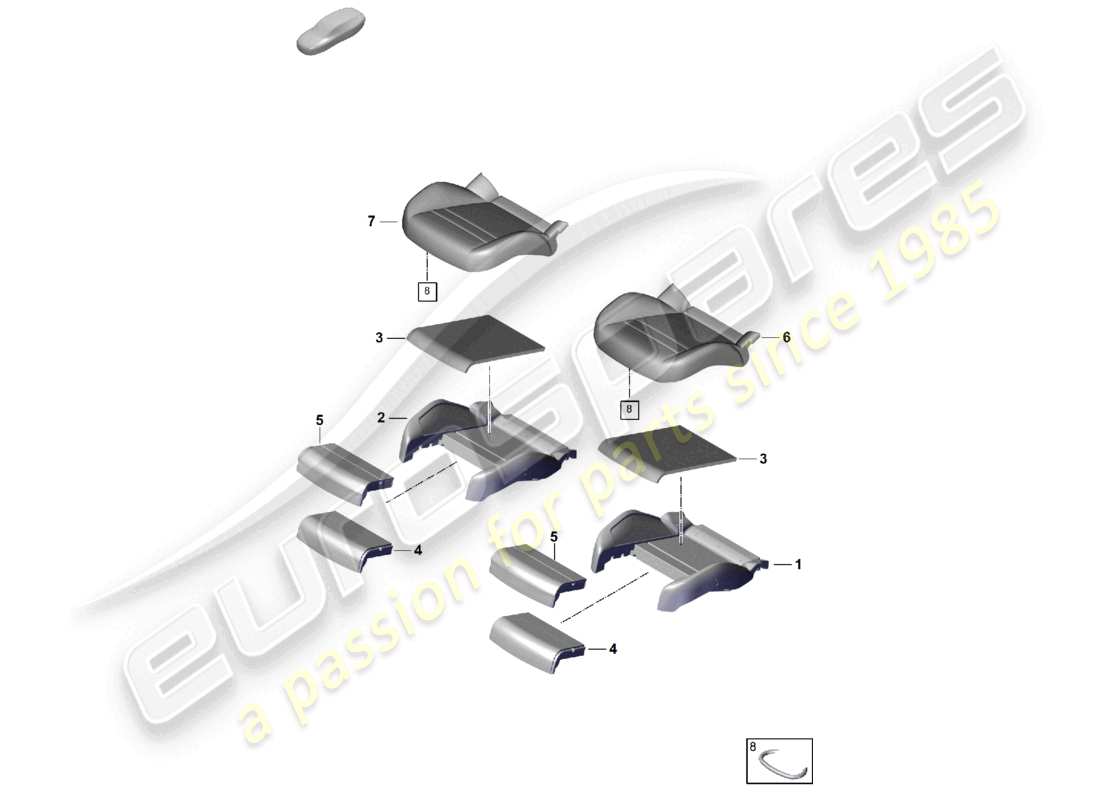 porsche 2026 (cayenne e3 pa) foam part seat cushion comfort seat part diagram