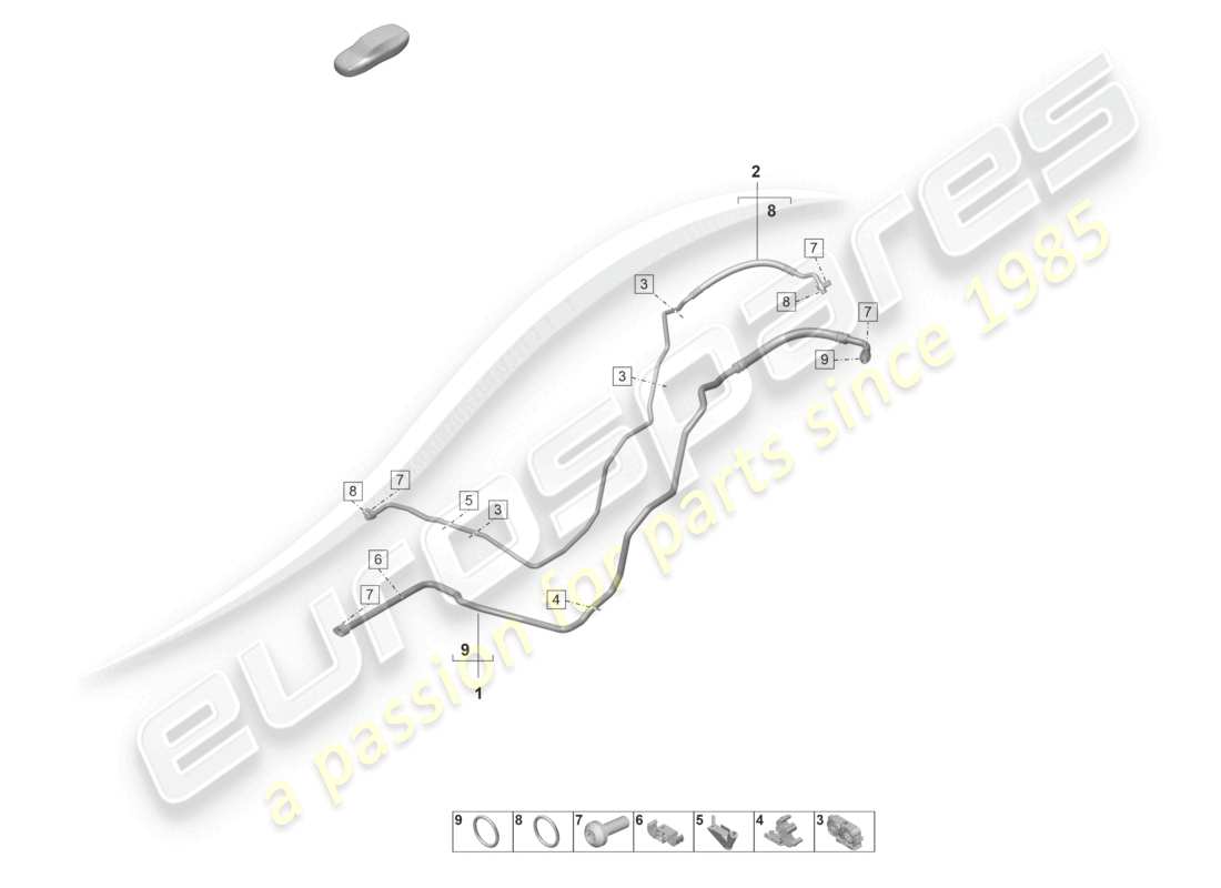 porsche 2024 (992-2 gt3/rs/st) air conditioning rear refrigerant line part diagram