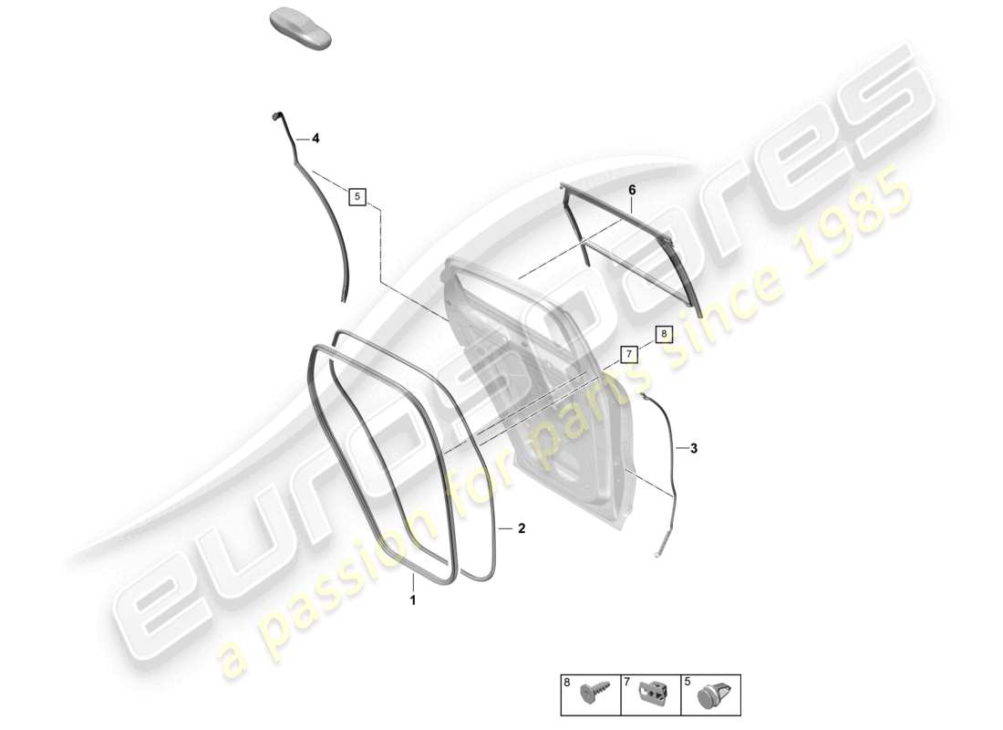 porsche 2024 (cayenne e3 pa) door seal rear accessories coupe part diagram