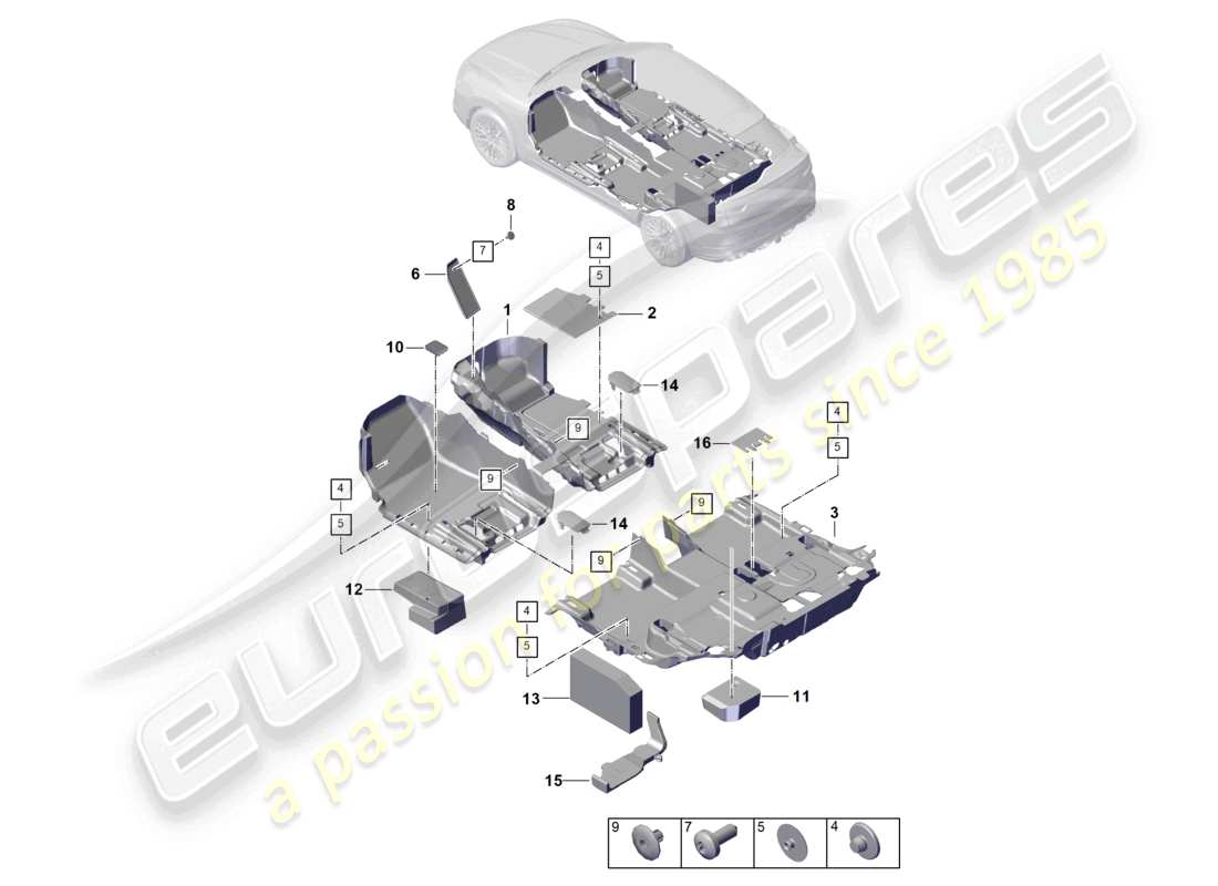 porsche 2024 (cayenne e3 pa) flooring rear part diagram