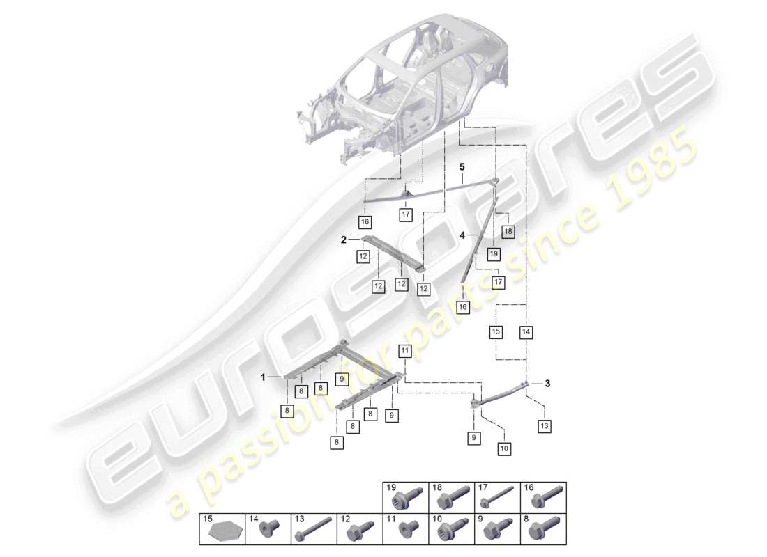 porsche 2025 (cayenne e3 pa) dome strut rear underbody part diagram