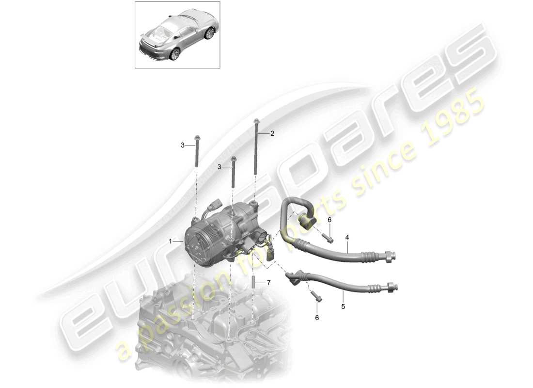 porsche 2021 (991-2 r/gt3/rs) compressor air conditioning d - mj 2018>> part diagram