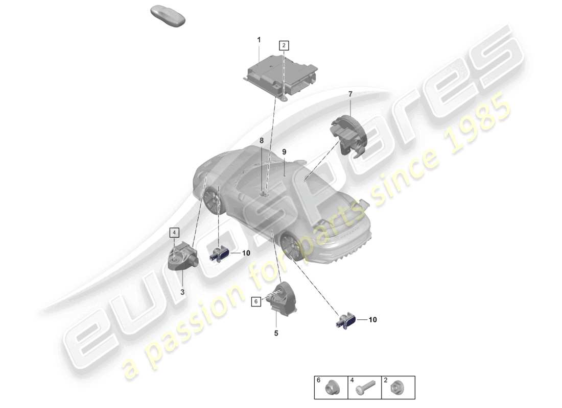 porsche 2026 (992-2 gt3/rs/st) control unit for airbag crash sensor for airbag part diagram
