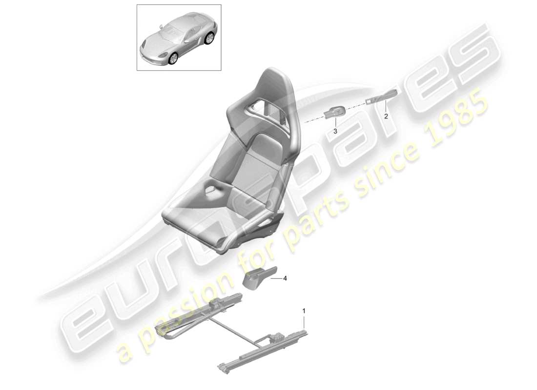 porsche 2024 (718 cayman) bucket seat folding (complete) no longer available part diagram