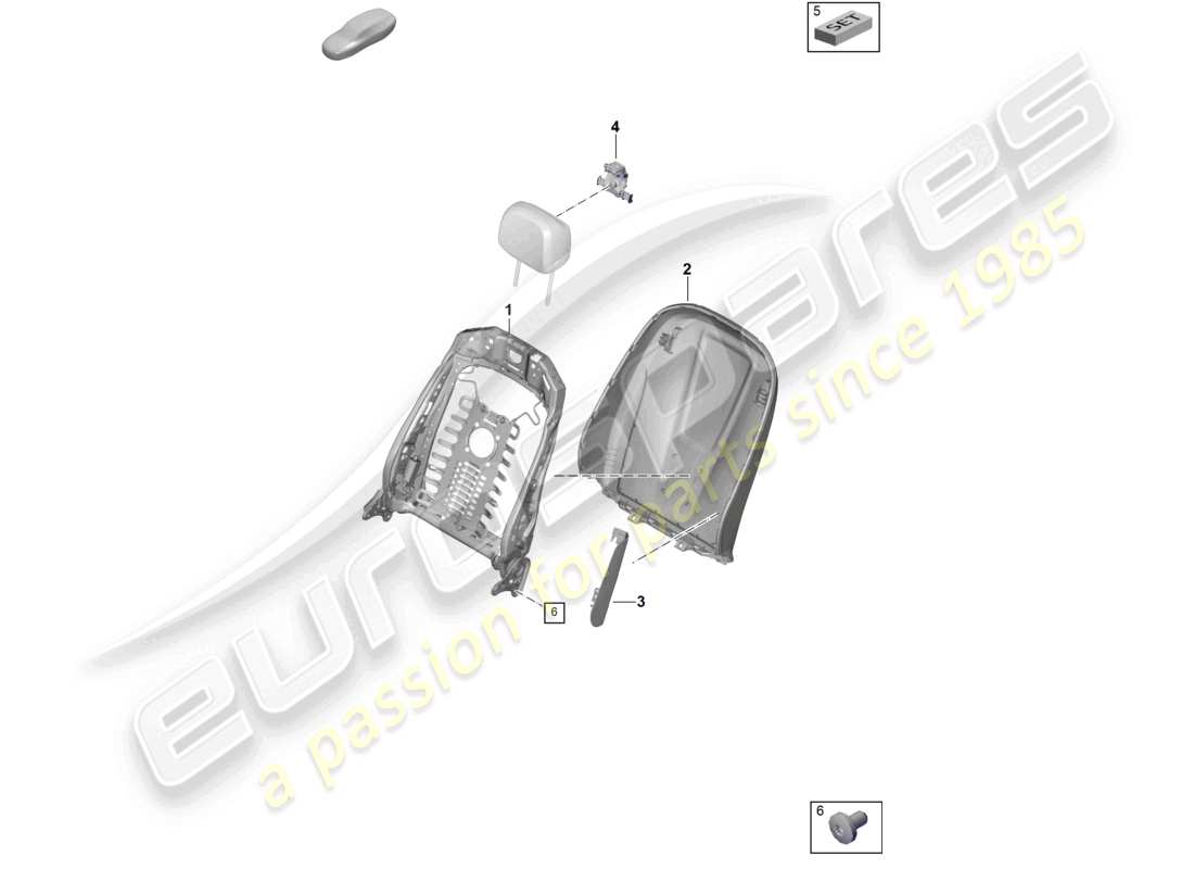 porsche 2026 (cayenne e3 pa) backrest frame backrest cover standard seat comfort seat part diagram