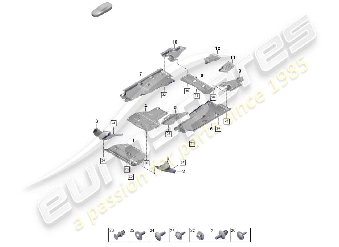 porsche 2026 (cayenne e3 pa) trim basic underbody accessories part diagram