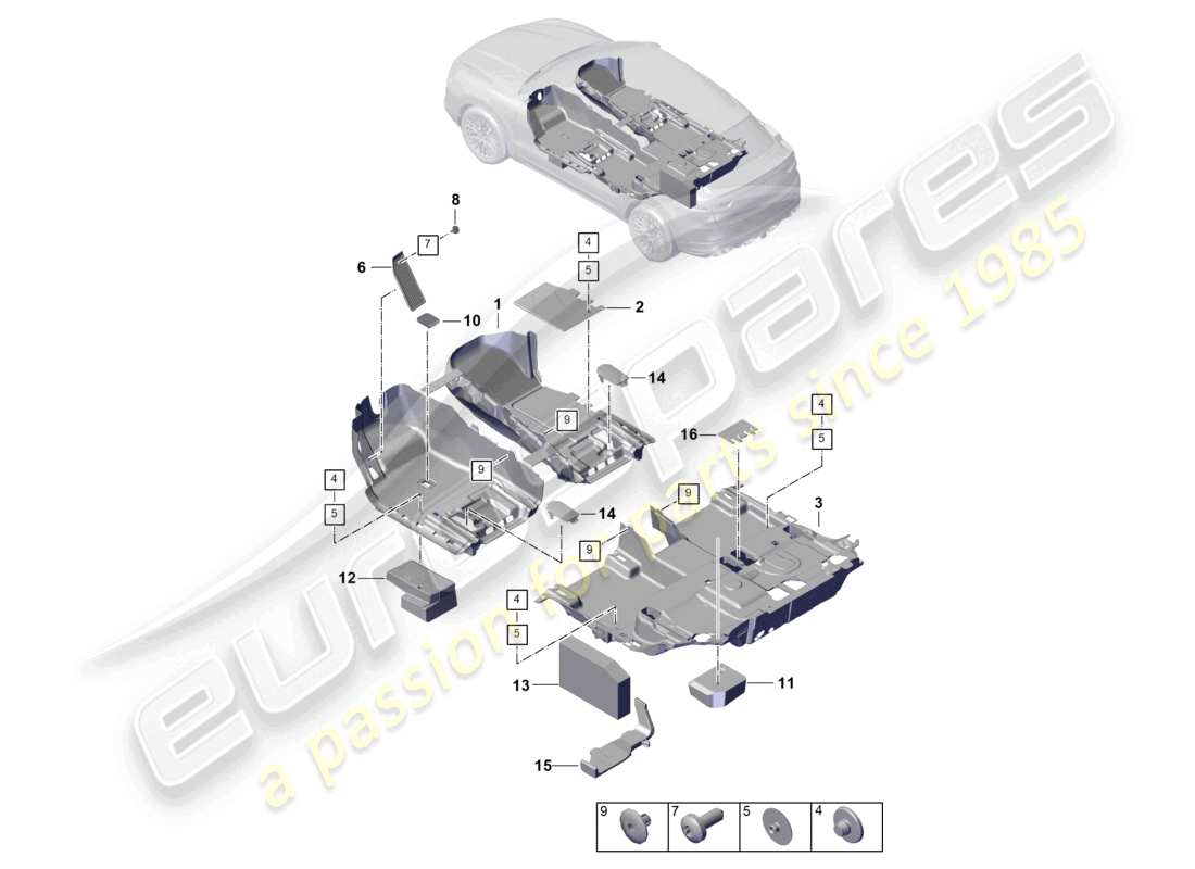 porsche 2026 (cayenne e3 pa) flooring rear part diagram