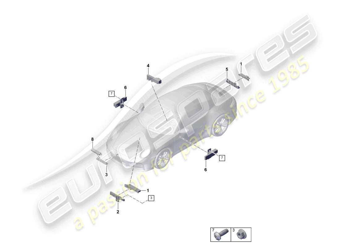 porsche 2024 (992-2) aerial for access and start authorisation (kessy) part diagram