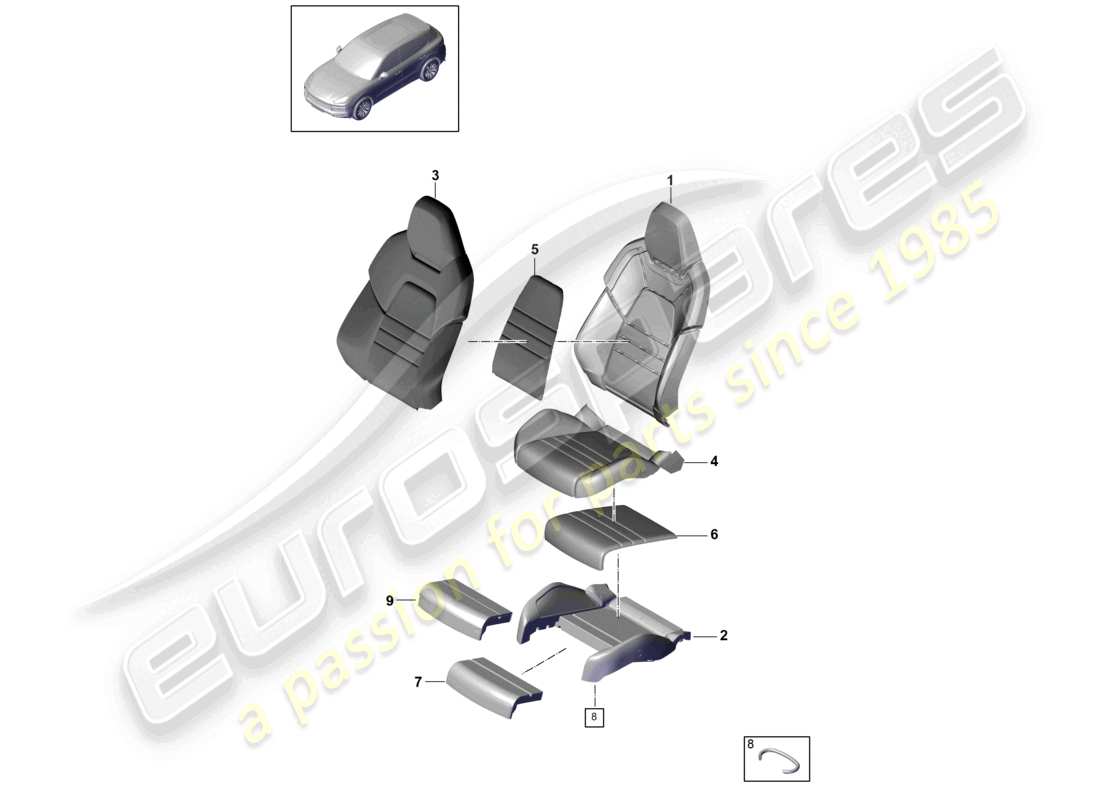 porsche 2024 (cayenne e3 9ya/9yb) foam part seat cover sports seat d >>- 05.04.2020 part diagram