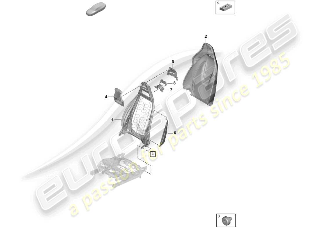 porsche 2026 (panamera 976) backrest frame backrest cover standard seat part diagram