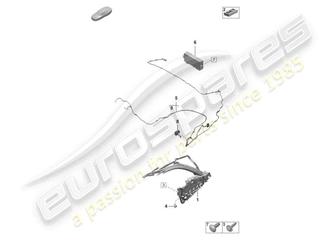 porsche 2024 (992-2) top frame side individual parts and electrical parts part diagram