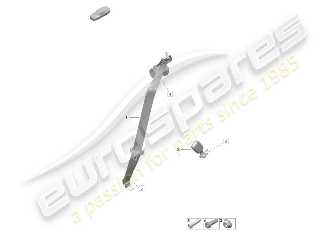 porsche 2024 (992-2) three-point safety belt rear belt latch part diagram