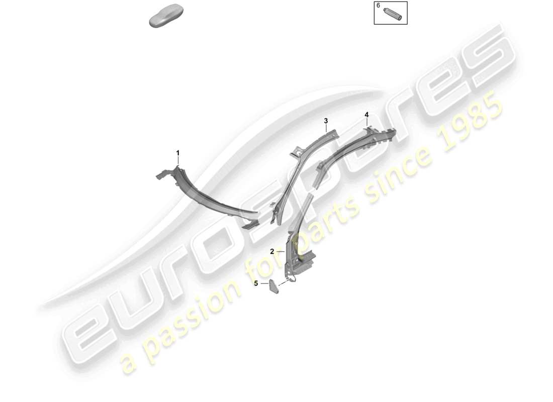 porsche 2024 (992-2) a-pillar inner/outer coupe part diagram