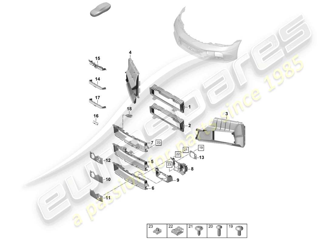 porsche 2024 (992-2) bumper front air guide and individual parts part diagram