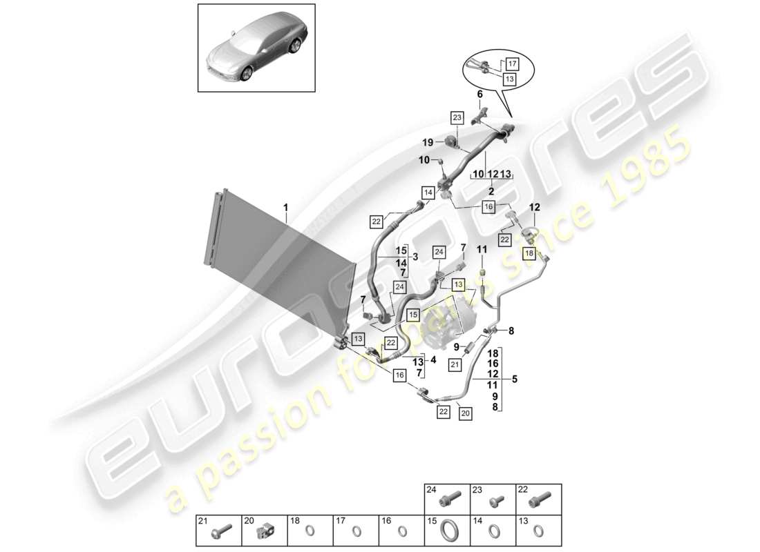 porsche 2021 (panamera 971-1) refrigerant circuit front v8 4,0l bt hybrid part diagram