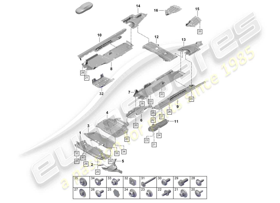 porsche 2025 (cayenne e3 pa) trim offroad underbody accessories part diagram