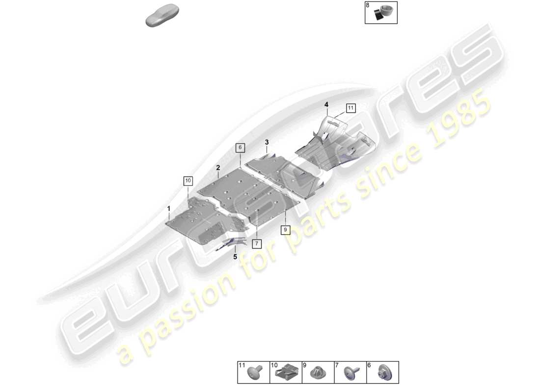 porsche 2026 (992-2 gt3) cw underbody trim accessories part diagram
