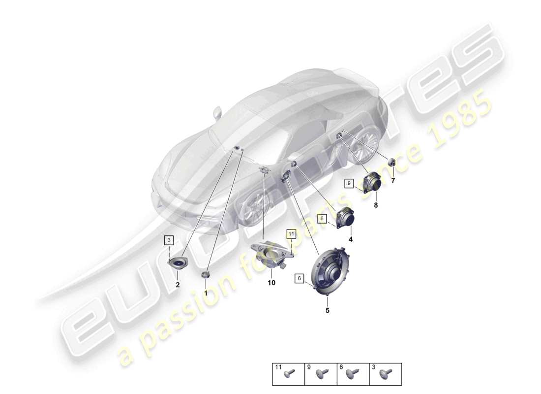 porsche 2021 (718 boxster spyder) loudspeaker part diagram