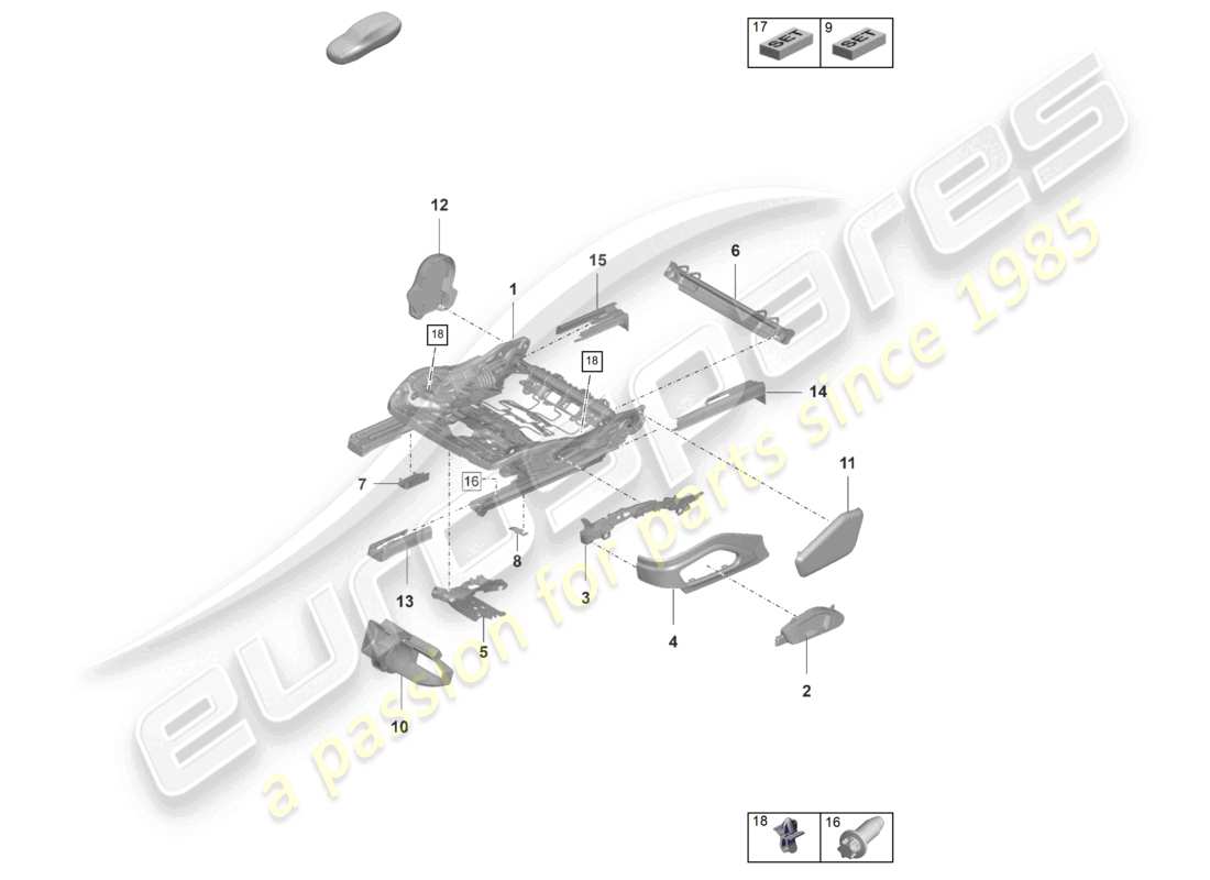 porsche 2022 (panamera 971-2) seat frame comfort seat sports seat part diagram