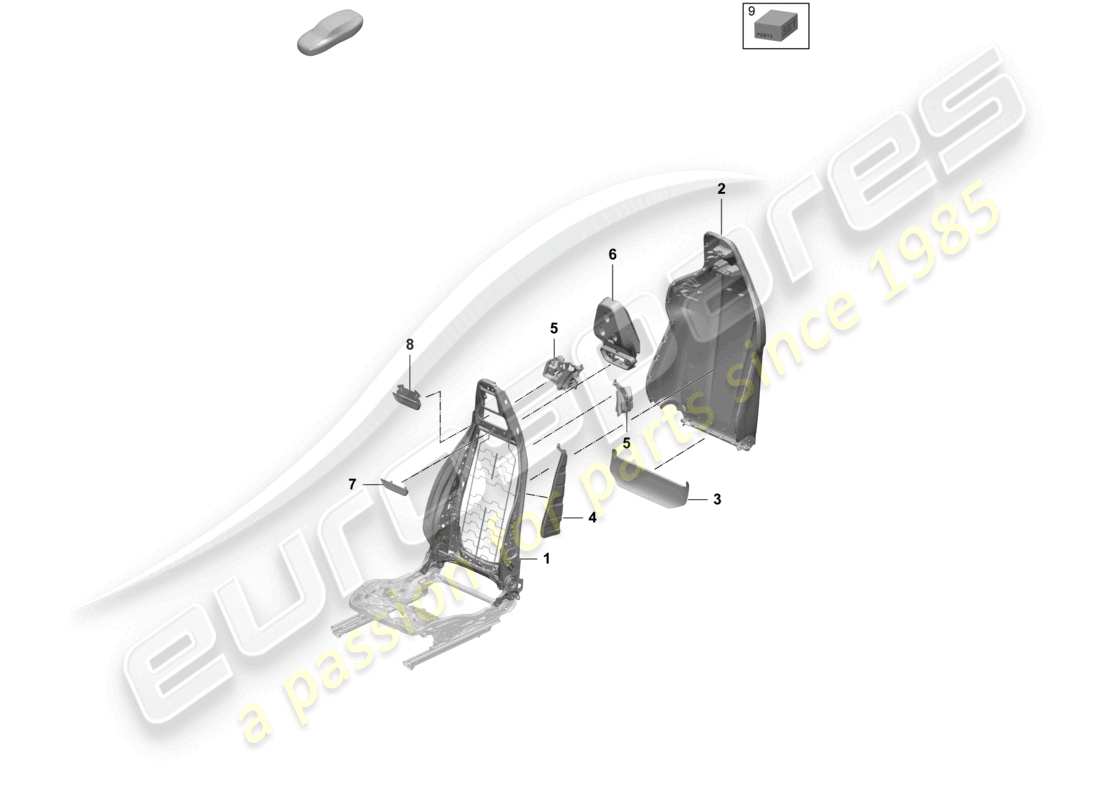porsche 2025 (macan-e) backrest frame backrest cover sports seat parts diagram