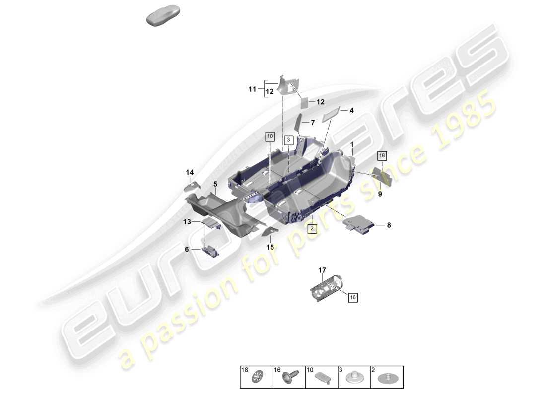 porsche 2025 (992-2 gt3) flooring (carpet) trims part diagram