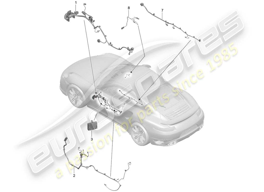 porsche 2018 (991-2 turbo) wiring harnesses part diagram