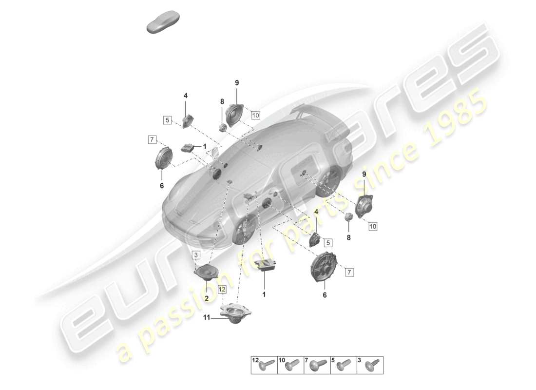 porsche 2023 (992-1 gt3/rs/st) loudspeaker part diagram