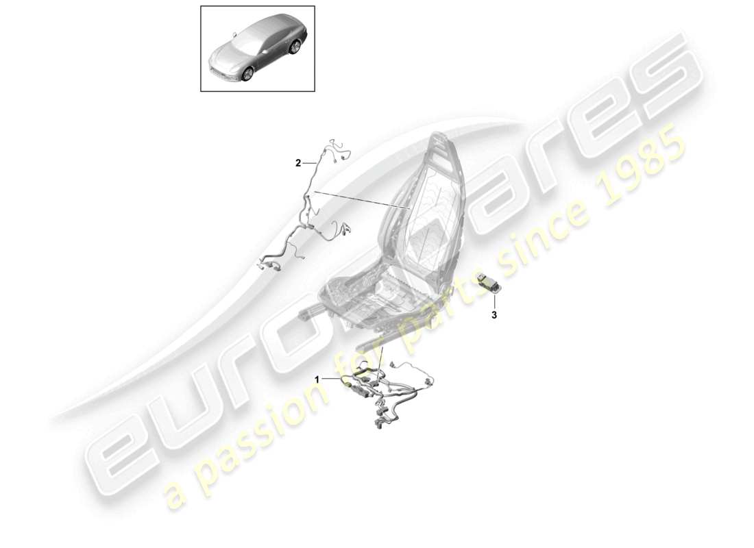 porsche 2021 (panamera 971-1) wiring looms seat backrest basic part diagram