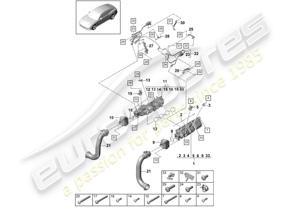 porsche 2021 (panamera 971-1) intake manifold ventilation for fuel tank part diagram