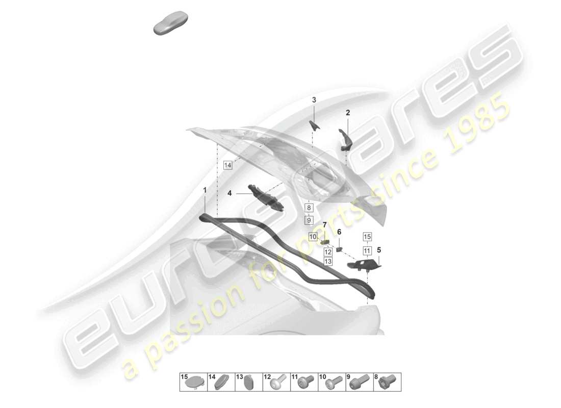 porsche 2024 (panamera 971-2) gaskets noise insulation rear lid part diagram