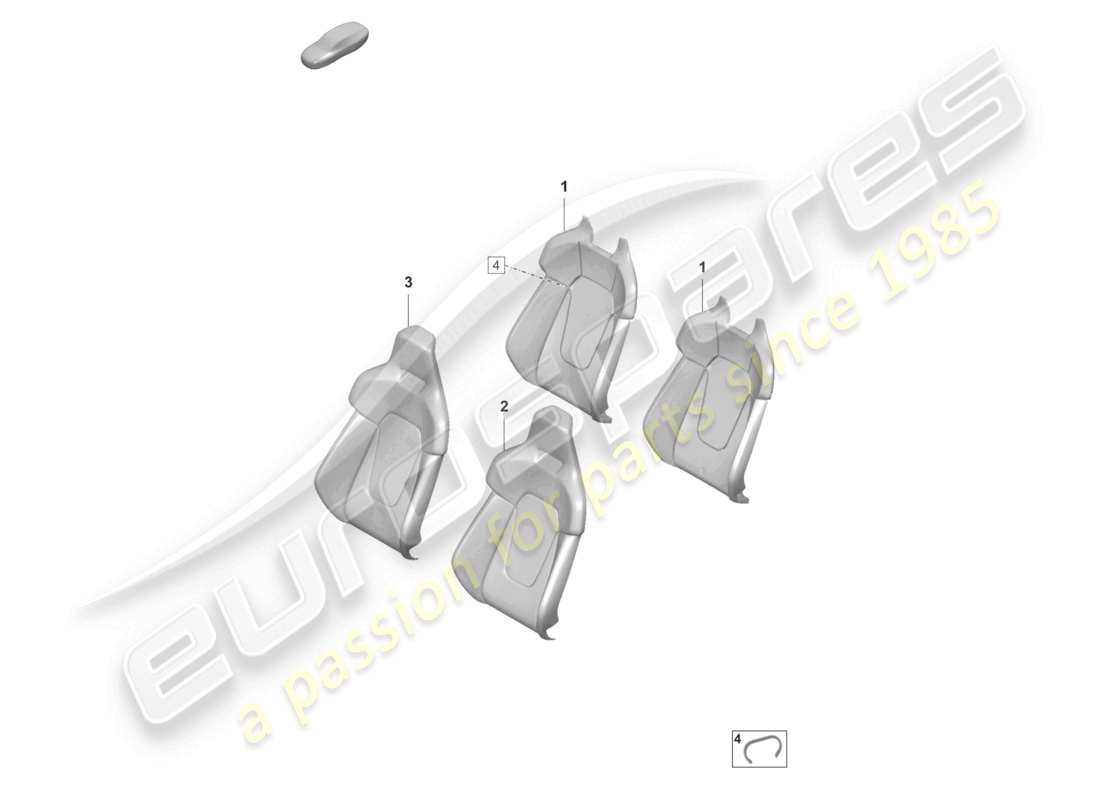 porsche 2021 (taycan 9j1-1) foam sect. for rest side supp. backrest cover sports seat part diagram