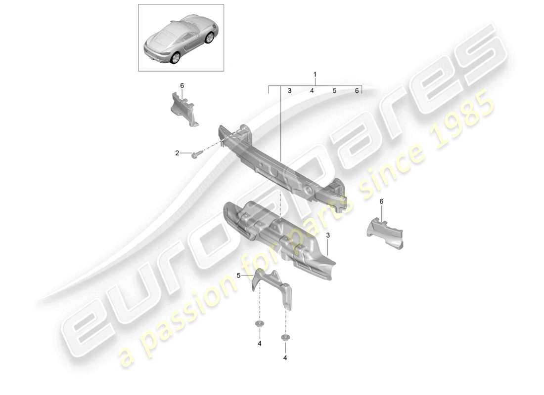 porsche 2025 (718 cayman) bumper carrier rear part diagram