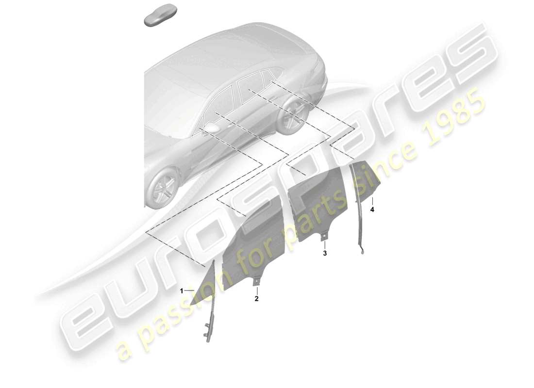 porsche 2026 (panamera 976) door window part diagram