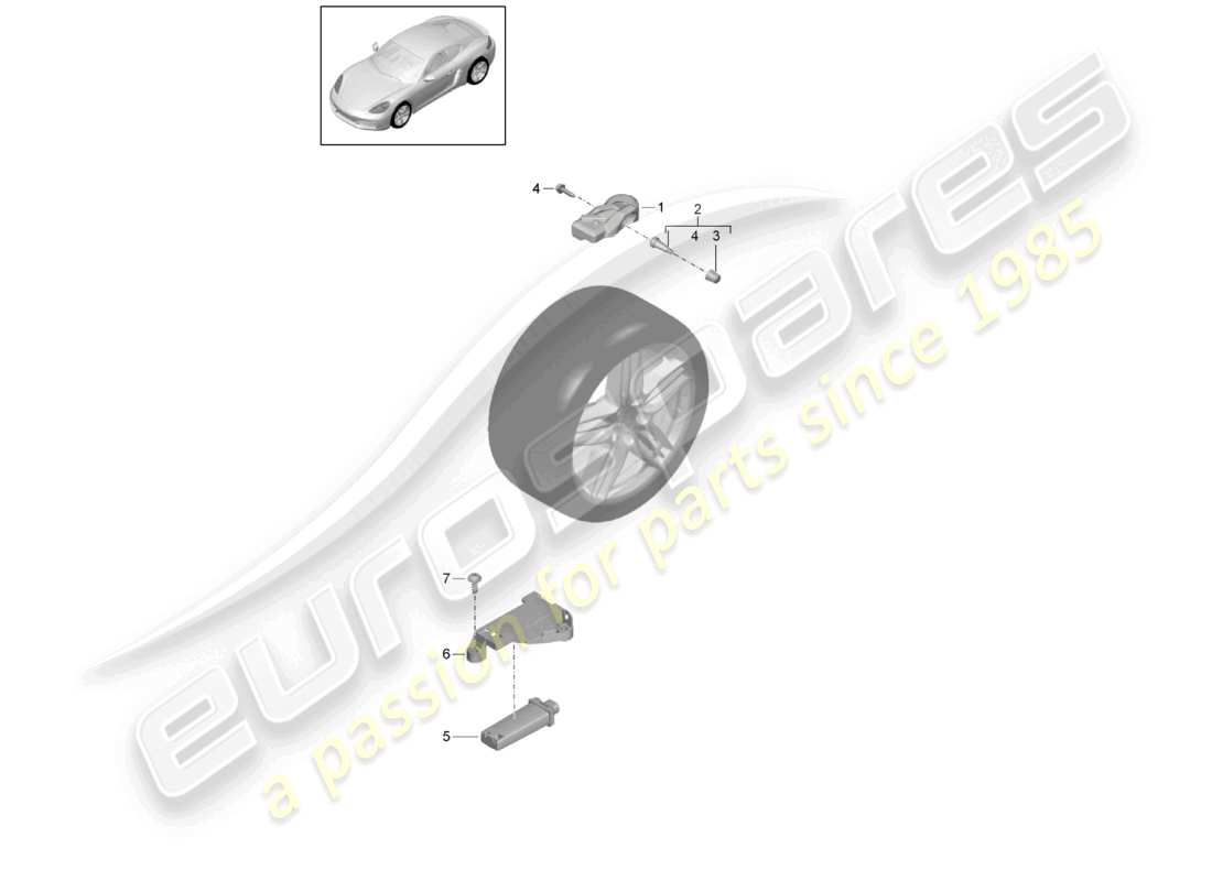 porsche 2023 (718 cayman) tyre pressure control system part diagram