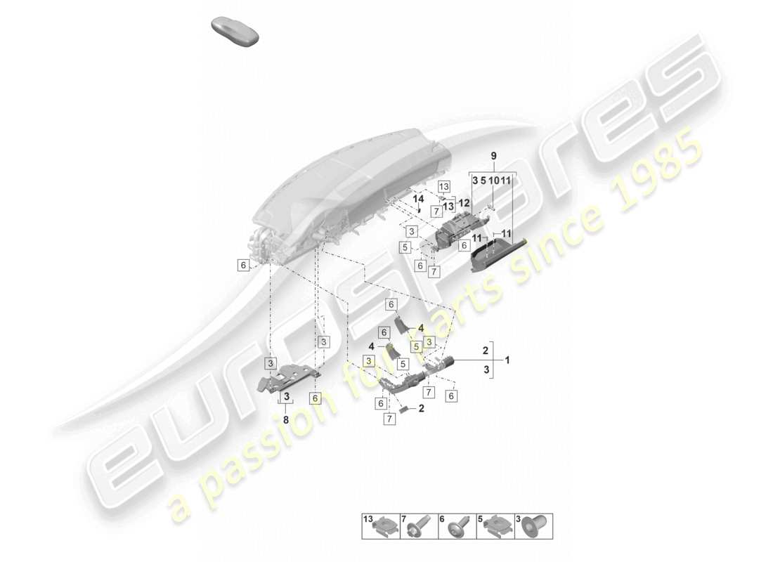porsche 2024 (panamera 971-2) dash panel attachment parts lower part diagram