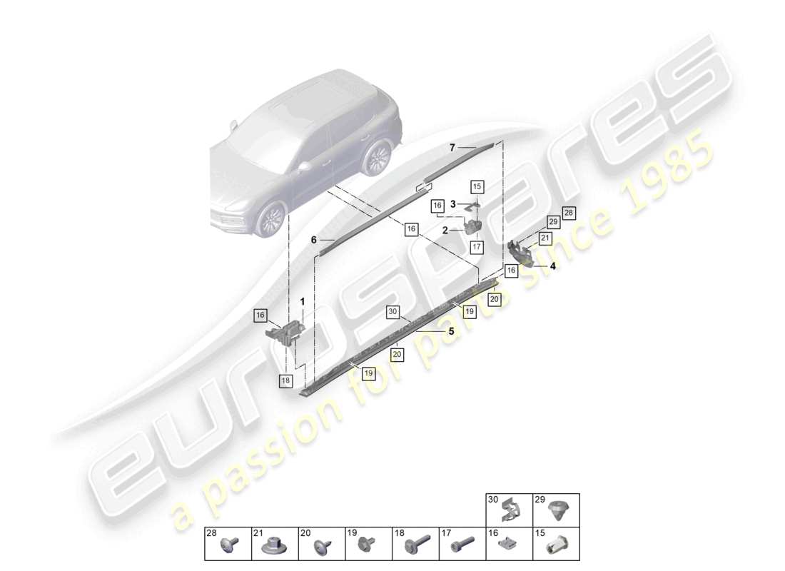 porsche 2026 (cayenne e3 pa) side member trim basic accessories part diagram