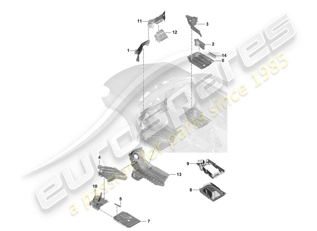 porsche 2026 (cayenne e3 pa) floor plates front part diagram