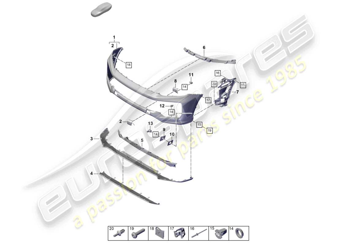 porsche 2026 (cayenne e3 pa) bumper front part diagram