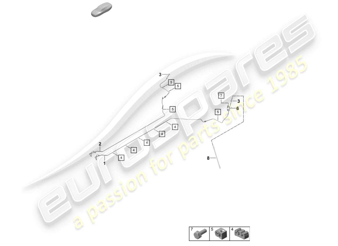 porsche 2025 (992-2 turbo / s) brake line center underbody rear part diagram