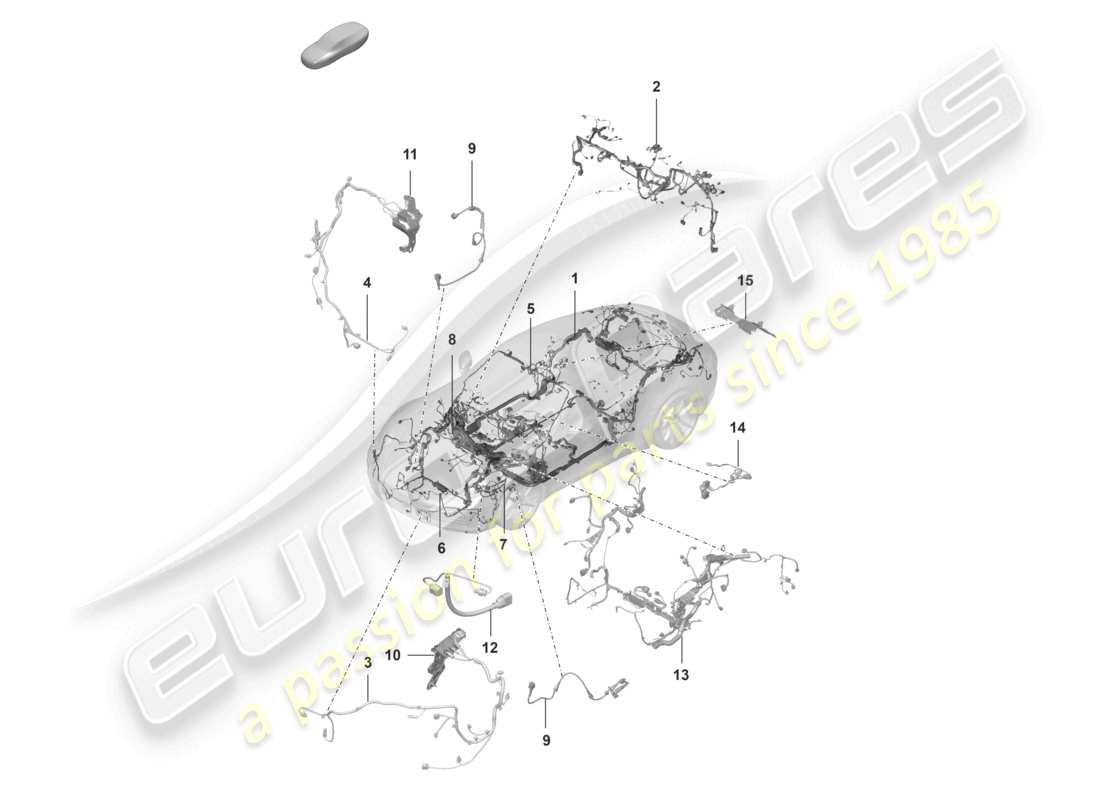 porsche 2022 (992-1) wire set bumper front end parts diagram