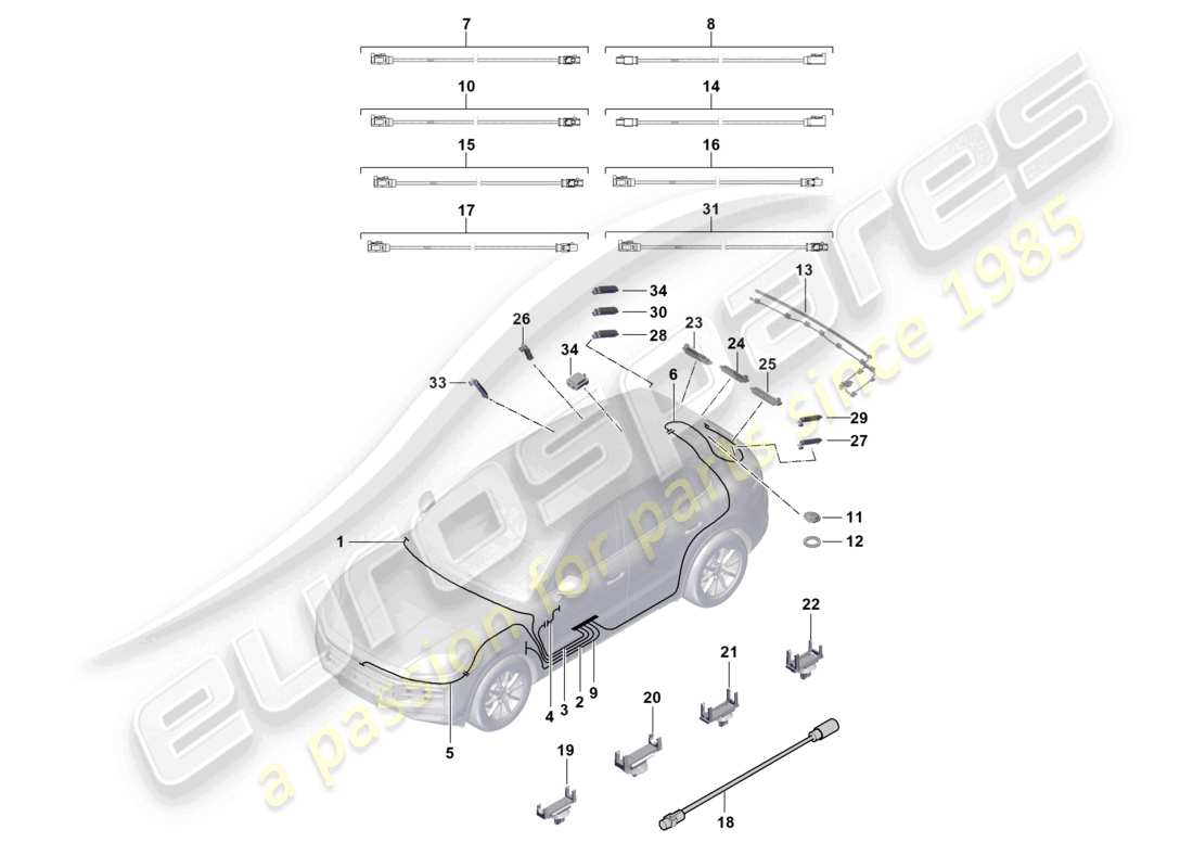 porsche 2026 (cayenne e3 pa) aerial connection line aerial amplifier part diagram