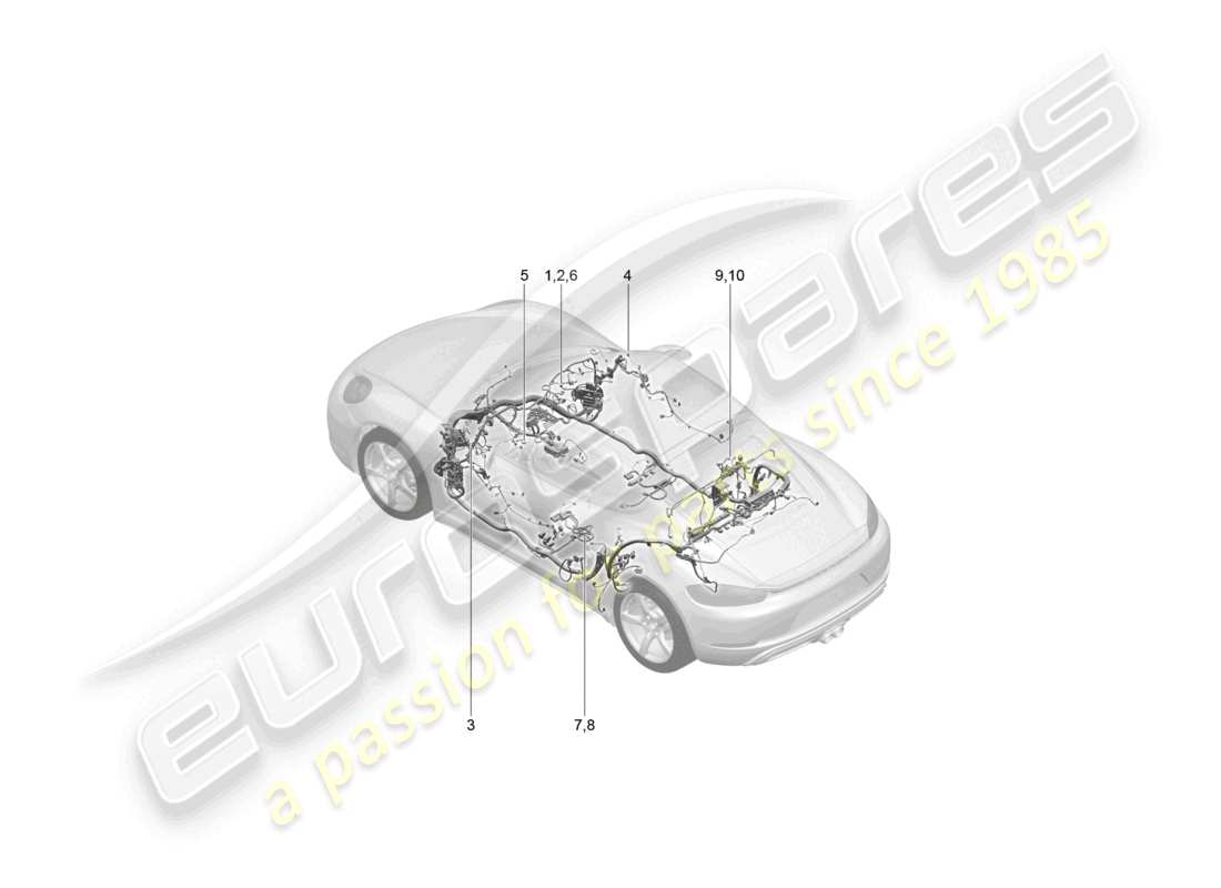 porsche 2025 (718 cayman) wiring looms airbag for vehicles with seat belts part diagram