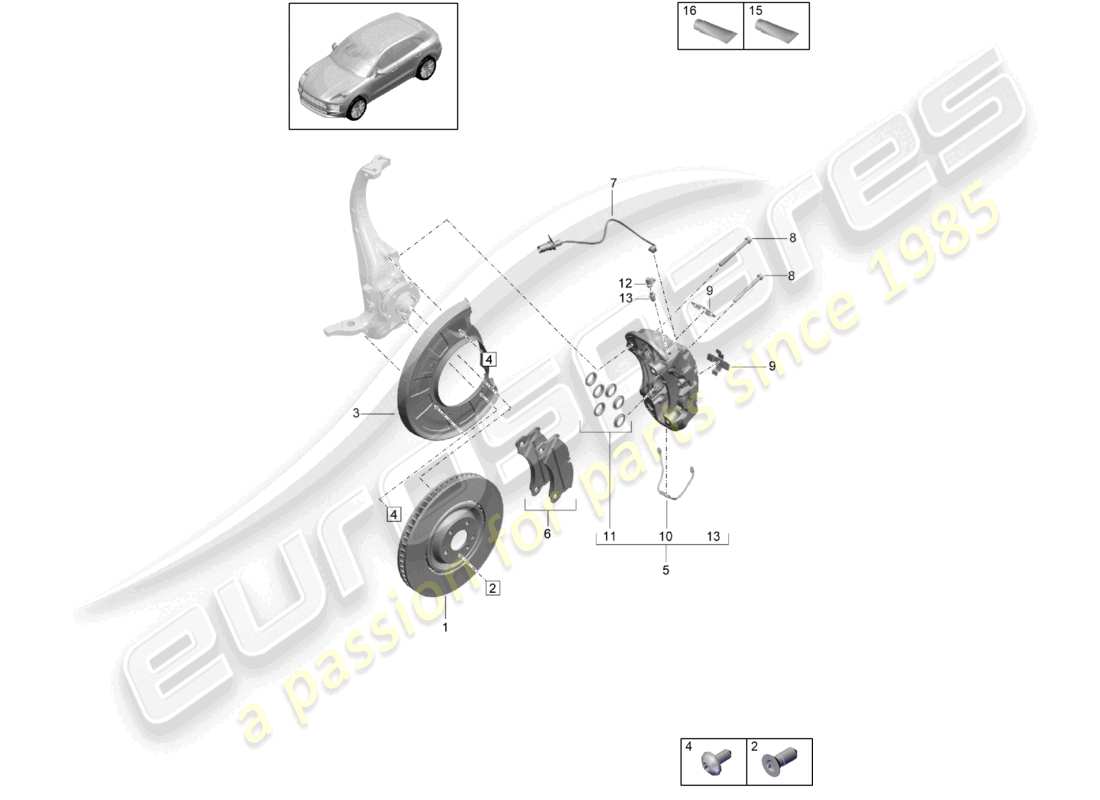 porsche 2022 (macan) disc brake front axle grey d >>- mj 2021 part diagram
