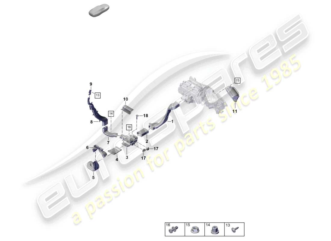 porsche 2024 (panamera 971-2) air guide 2-zone air-conditioning system passenger comp. ventilation part diagram