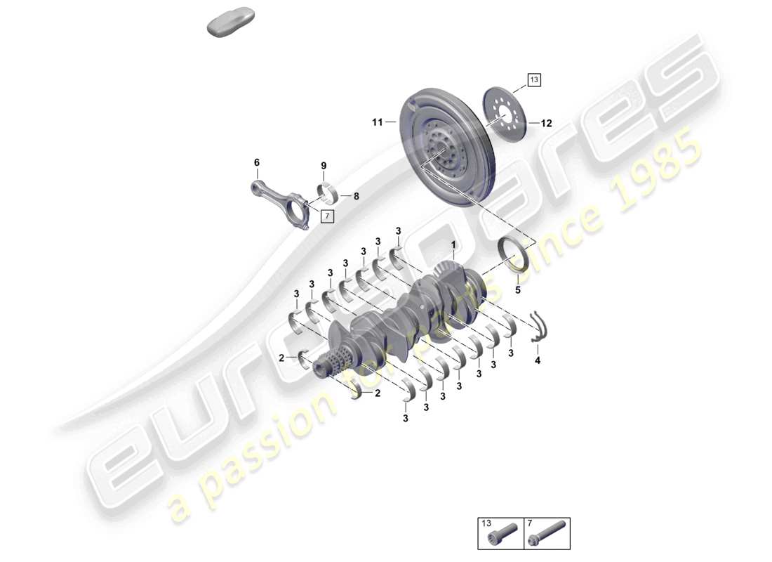 porsche 2024 (992-2) crankshaft conrod flywheel part diagram