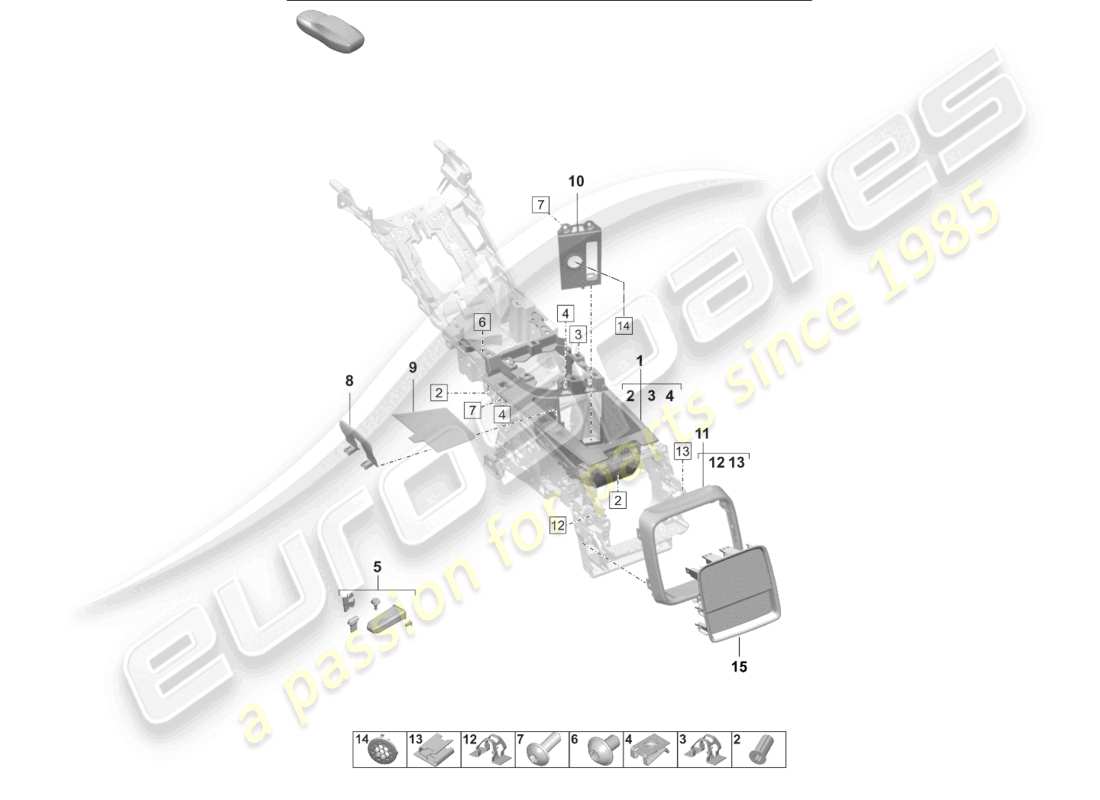 porsche 2026 (taycan 9j1-2) stowage compartment trim rear part diagram