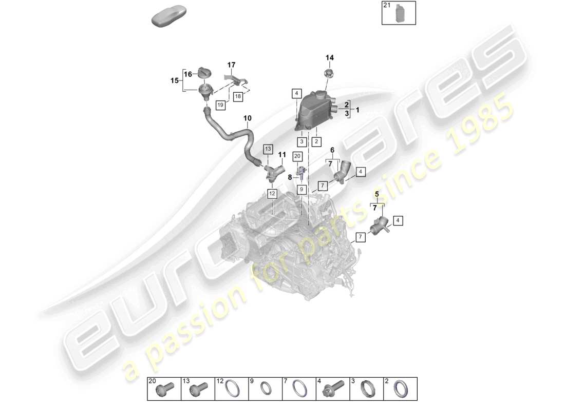 porsche 2024 (992-2) oil separator part diagram