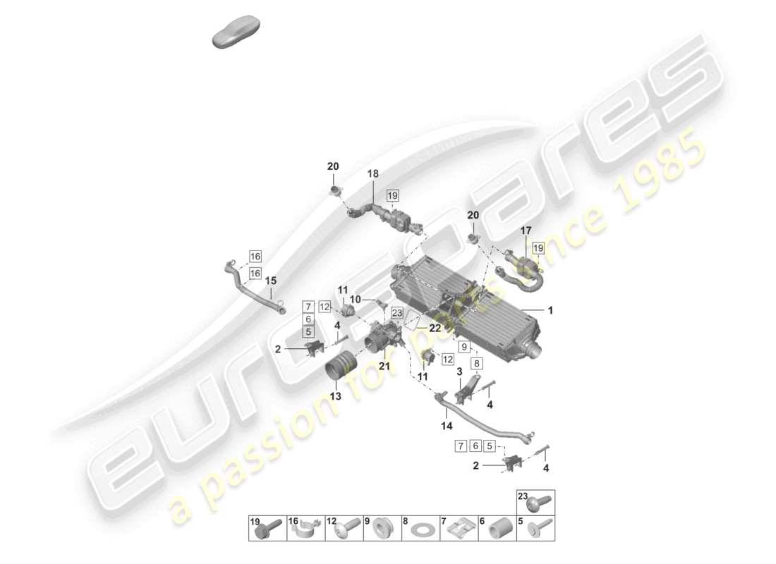 porsche 2022 (992-1) charge air cooler noise generator parts diagram